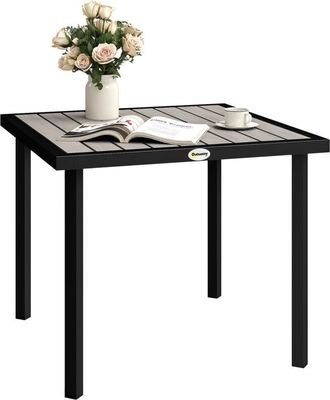 OUTSUNNY Garden Table for 4 Person with 5.4cm Parasol Hole, Light Grey