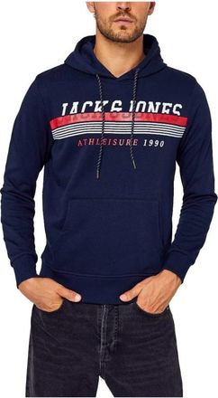 Jack & Jones Hoodie met Logodetail - Heren - Hoodies - Blauw - S - Katoen - Hoodies & sweatvesten