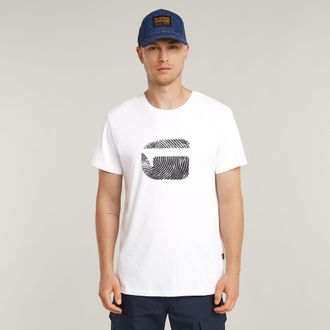 G-Star T-Shirt G-STAR Finger Print Burger, Herren, Gr. L, weiss (wei&szlig;), Jersey, Obermaterial: 100% Baumwolle, bedruckt, regular fit, Rundhals, abgesteppte Ka