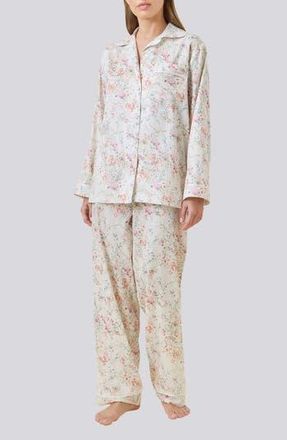Papinelle Sleepwear Yolly Floral Lace Cotton Sateen Long Pajamas in Ecru at Nordstrom Rack, Size X-Small