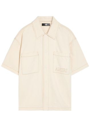 Amiri Logo-embroidered Denim Shirt - Ecru - XL