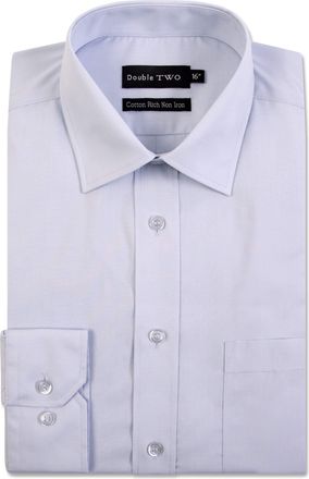Double TWO Mens Formal Shirt - Long Sleeve, Cotton Rich & Classic Fit - Non-Iron, Business & Wedding Shirt - Select Your Colour & Size - Grey, 23in Collar
