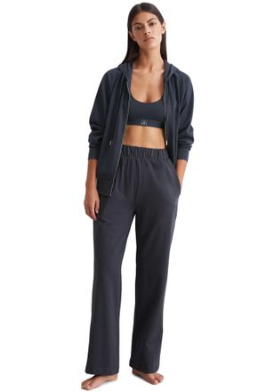 Marc O'Polo Loungehose MARC OPOLO Heavy Jersey-Woven, Damen, Gr. L, N-Gr, blau (schwarz navy), Jersey, Obermaterial: 100% Baumwolle, l&auml;ssig geschnitten lang, Hose