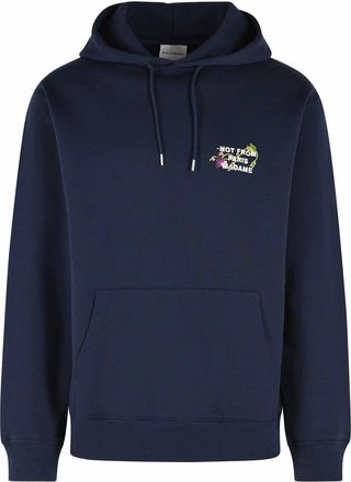 Dr&ocirc;le de Monsieur vine slogan navy cotton sweatshirt