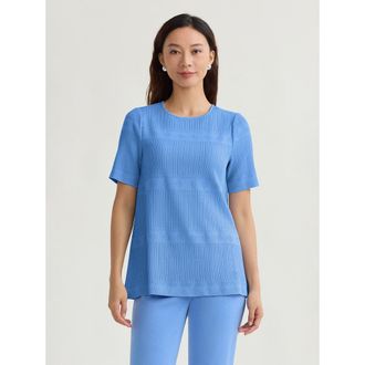 Misook Diamond Ribbed Texture Soft Knit Tunic in Tranquil Blue at Nordstrom, Size Xx-Large