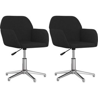 vidaXL Sillas De Comedor Giratorias 2 Unidades Tela Negro Vidaxl