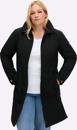 Sheego Langjacke SHEEGO, Damen, Gr. 40, schwarz, 94% Polyester, 6% Elasthan, Wattierung:100% Polyester, unifarben, Jacken Langjacke