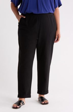 Eileen Fisher Cuffed Tapered Ankle Pants in Black at Nordstrom, Size 1X