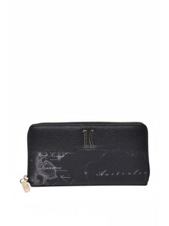 Alviero Martini 1A Classe Black Leather Map-Print Wallet