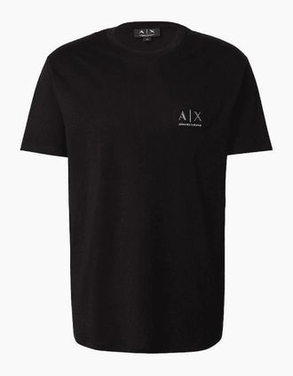 A|X Armani Exchange Mens Regular Fit Embroidered Logo Black/Gold T-Shirt - Size: 44