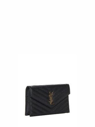 Saint Laurent Womens Envelope Clutch Cassandre Classic Black Leather Calf