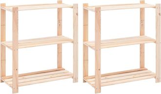 vidaXL Estanter&iacute;a 3 Niveles 2 Unidades Madera Pino Maciza 150 Kg Vidaxl