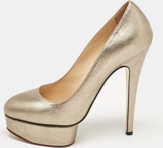 Charlotte Olympia Metallic Leather Dolly Platform Pumps