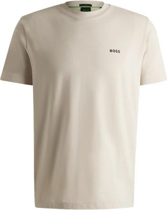 HUGO BOSS Essenti&euml;le katoenen T-shirt met regular fit - Heren - T-shirts - Beige - L - Katoen - Tops