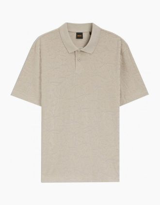 HUGO BOSS Mens Hugo Boss Mens Beige Floral Jacquard Polo Shirt - Tan - Size: 40