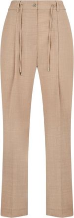 Moorer Antonia Straight Broeken - Dames - Straight fit broeken - Beige - XS - Wol - Broeken