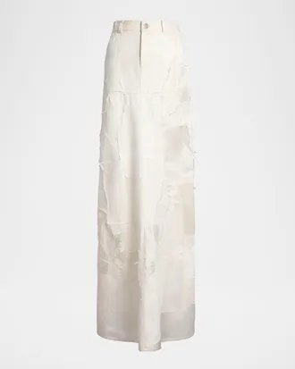 Ralph Lauren Collection Natallia Denim Patchwork Maxi Skirt