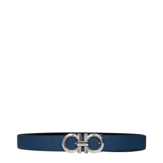Ferragamo Herrens G&uuml;rtel Blau/Schwarzes Leder