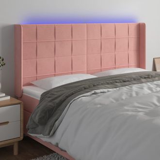 vidaXL Cabecero Con Led De Terciopelo Rosa 163x16x118/128 Cm Vidaxl