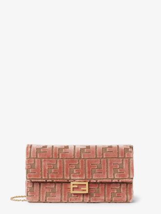 Fendi Borsa a tracolla Wallet On Chain Baguette in velluto jacquard con motivo FF in rilievo - FENDI - gender_Woman