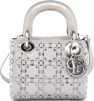 Dior Lady Dior Bag Crystal Embellished Cannage Quilt Satin Mini satchel - Grijs