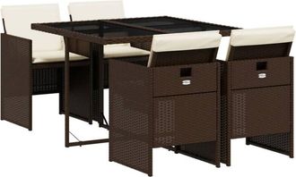 vidaXL Set comedor de jardín 5 piezas y cojines ratán sintético marrón Vidaxl