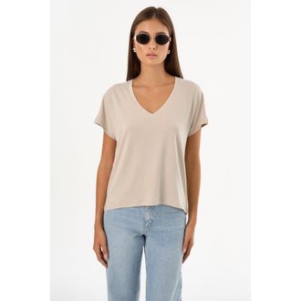 LaMarque NEREA | Jersey V Neck Tee in Dove at Nordstrom, Size X-Small