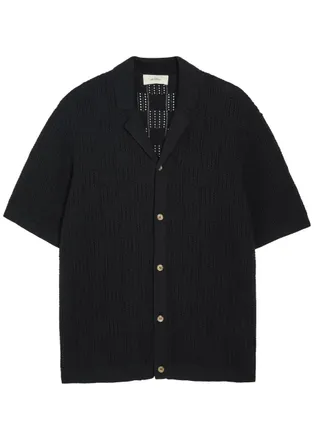 Les Deux Checked-weave Cotton-knit Shirt - Black - XL