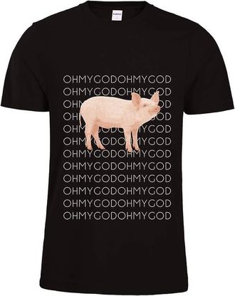 Fit Shane Dawson Oh My God Pig T-Shirt Funny Pig Graphic Tee Shirt Casual T Shirt for Men/Women Black