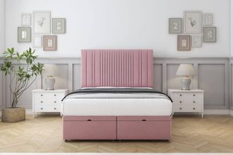 Comfort Beds The Foxy Plush Ottoman Bed Base-26 Strutted Headboard in Pink | Size: Single