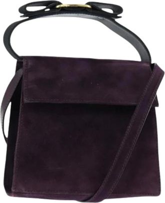 Ferragamo Pre-owned Cross Body Bags, female, Purple, Size: ONE SIZE Pre-owned Suede Cross Body Bag