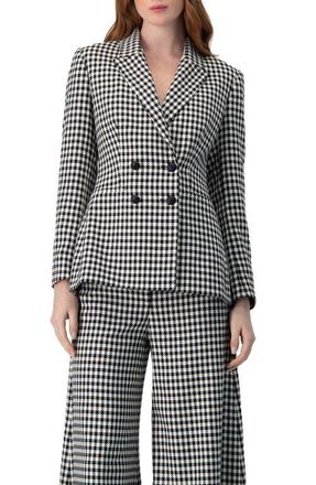 Ivonne Double-Breasted Houndstooth Blazer in Black at Nordstrom, Size 10