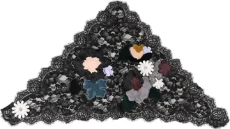 Dolce & Gabbana Womens Black Lace Floral Applique Cotton Veil Hat Nylon