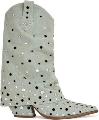 Azalea Wang Jaimy Block Bootie in Green at Nordstrom, Size 8.5