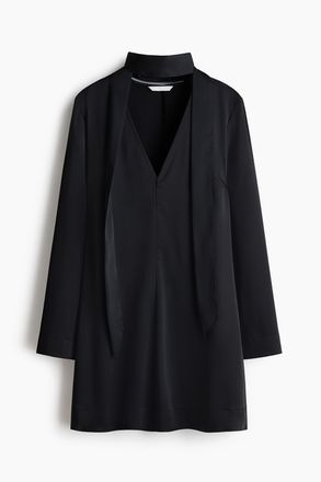 H&M Satinkleid mit Schaldetail - Schwarz