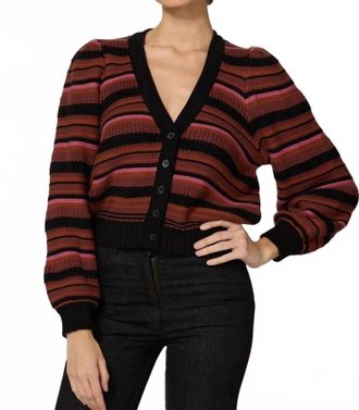 Cleobella Bethany Sweater Cardigan In Striped Black Multi
