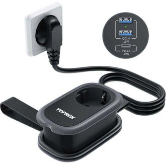 OEM Regleta Usb, Cargador De Viaje Con Carga R&aacute;pida Usb-c (20w Pd3.0) Y 2 Usb-a (18w Qc3.0) Y 1 Schuko, 4000w/16a, Cable De 1,13 M, Ideal Para Viajes, Ofi