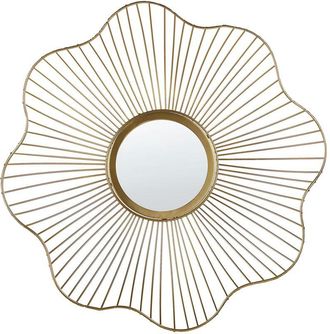 Beliani Beliani - Espejo de pared de metal dorado forma de flor 40 cm glamour sala de estar dormitorio Sens