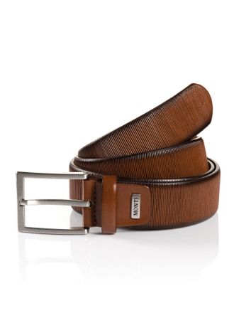 Monti Lederg&uuml;rtel MONTI SALZBURG, Herren, Gr. 11,5, braun (hellbraun), Materialmix, unifarben, G&uuml;rtel Lederg&uuml;rtel, mit silberfarbener Schliesse