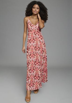 Laura Scott Sommerkleid LAURA SCOTT, Damen, Gr. 34, N-Gr, rosa, gemustert, Jersey, Obermaterial: 95% Viskose, 5% Elasthan, gemustert, ausgestellt Midi, Kleider So