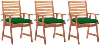 vidaXL Sillas Comedor De Jard&iacute;n 3 Uds Madera Maciza Acacia Y Cojines Vidaxl