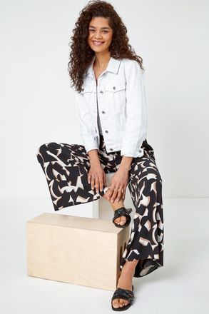 Roman Geometric Print Wide Leg Trouser