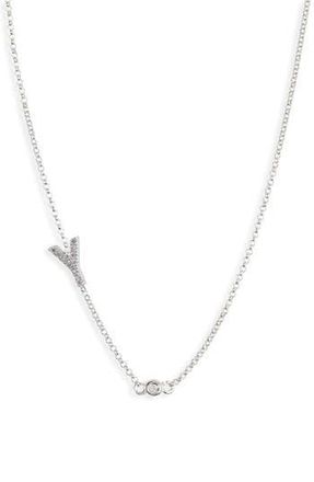 Meshmerise Bezel Diamond Initial Chain Necklace - 0.2ct. in White-Y at Nordstrom Rack