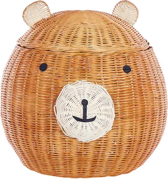 Beliani Cesta De Rat&aacute;n Natural Beige 43 Cm Oso Habitaci&oacute;n Infantil Himba