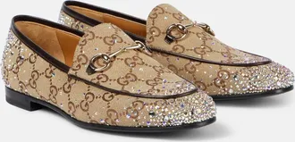 Gucci Jordaan GG Canvas embellished loafers
