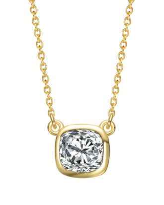 Genevive Silver Cz Solitaire Necklace
