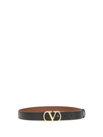 Valentino Garavani Womens Reversible Vlogo Signature Belt Nero-Deep Caramel Calf Leather Bos Taurus E Braces Nero/deep