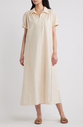 Theory Gathered Polo Midi Dress in Almond at Nordstrom, Size X-Large
