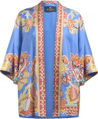 Etro Giacca in twill di seta - Blu