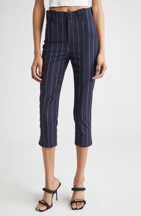 Alexander Wang Pinstripe High Waist Baseball Capri Pants in Navy/Grey at Nordstrom Rack, Size 8